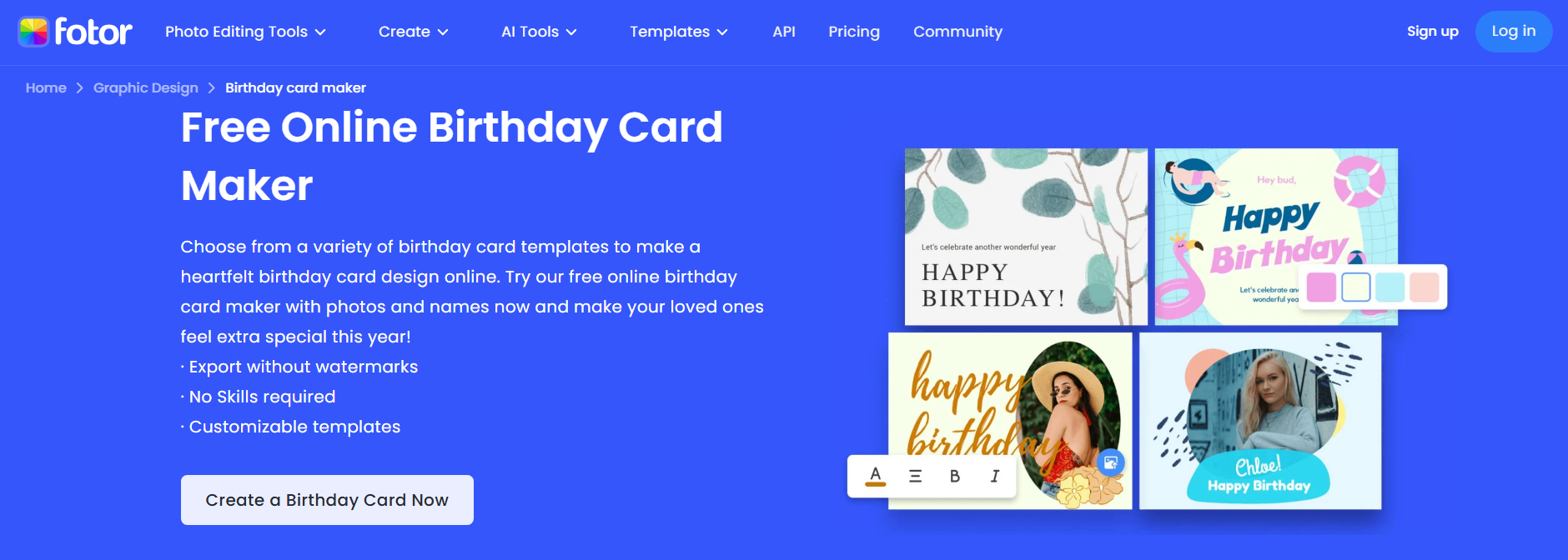 free online birthday card make with fotor