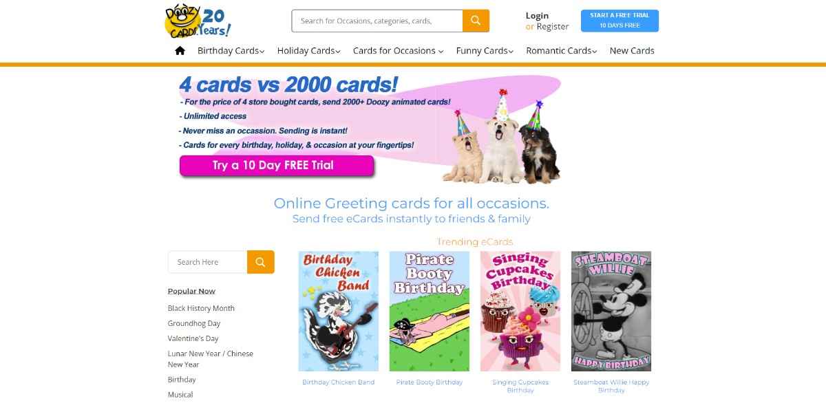 doozy cards home page 