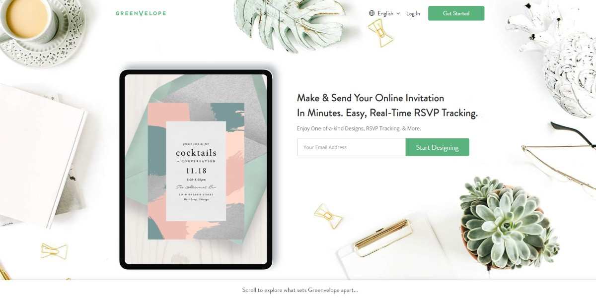 greenvelope start page 