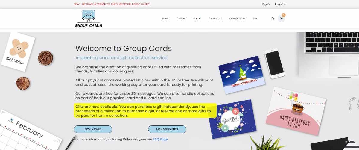 groupcards uk homepage 