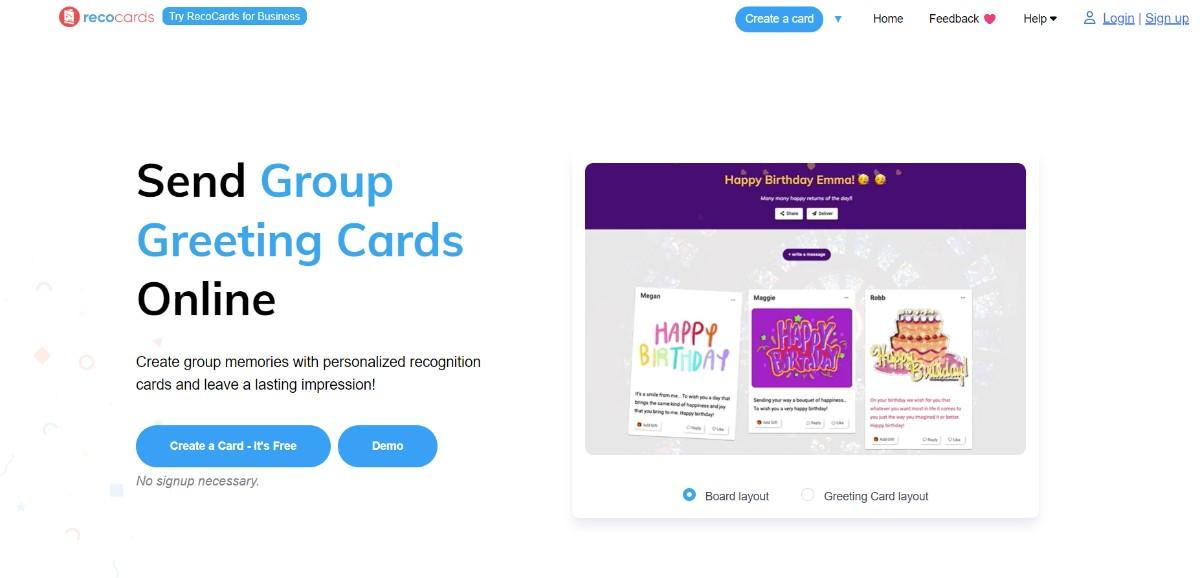 reco cards home page 