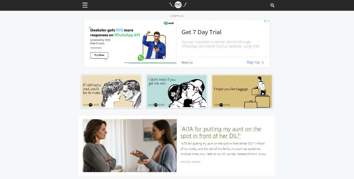 some ecards homepage 