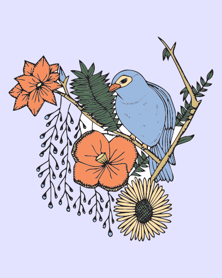 create free Floral Bird group card