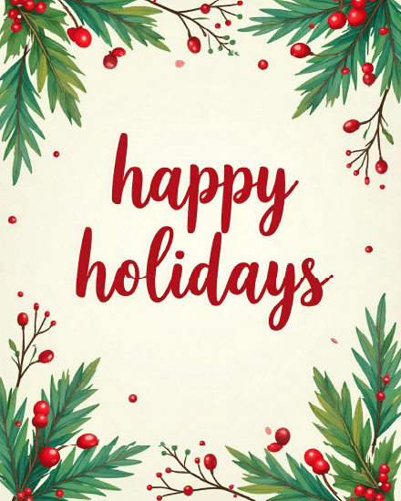 Berries Frame virtual Happy Holiday card