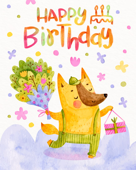 create free cute fox group card