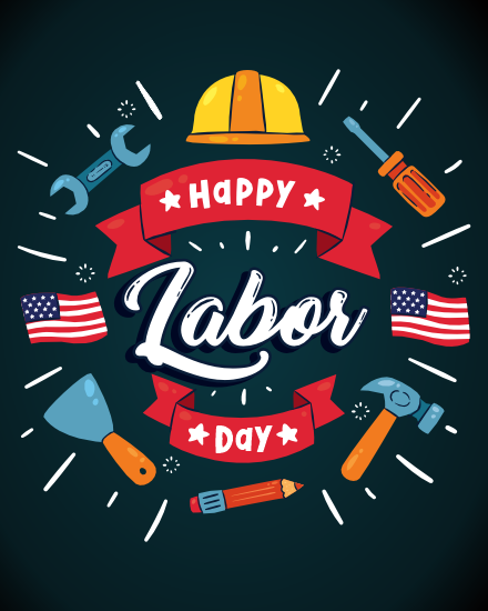American Flag virtual Labor Day card