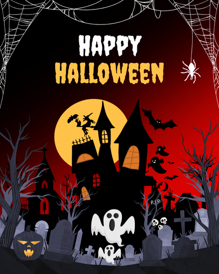 Graveyard virtual Halloween card