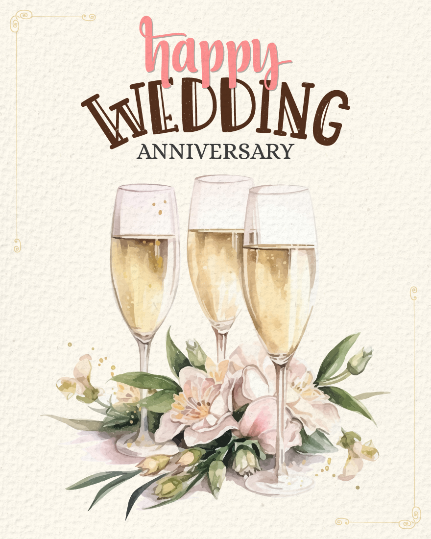 create free champagne glasses with flowers group card