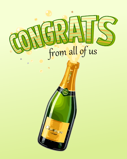 create free congrats with champagne bottle pop group card
