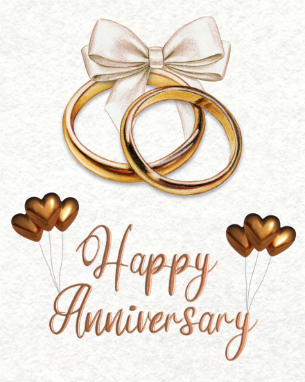 create free gold rings with bow and hearts group card