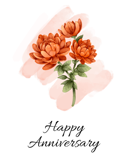 Chrysanthemum On Blush virtual Anniversary card