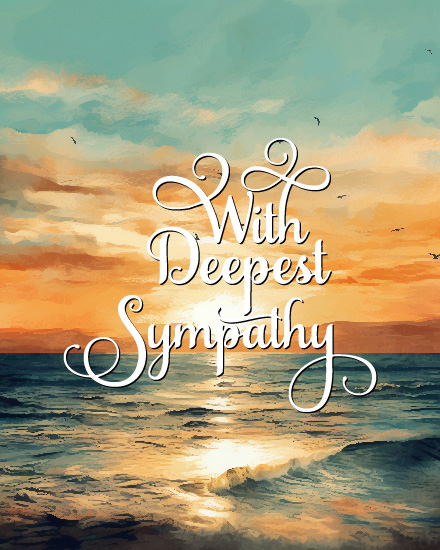 create free Peaceful ocean sunset with text group card