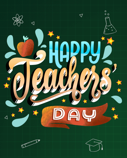 Chalkboard Apple online Teachers Day Card