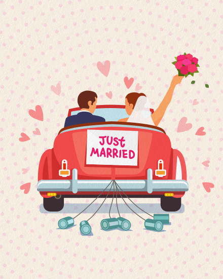 Tin-can Getaway virtual Wedding card