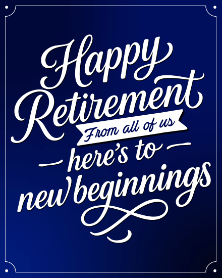 Navy Script Flourish online Retirement Card