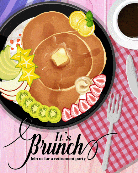 Pancake Fruit Plate online Retirement Card