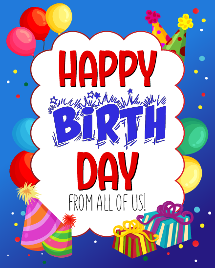 Party Hats With Presents virtual Birthday card