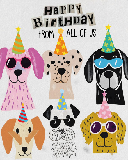create free Sunglass Hat Pups group card