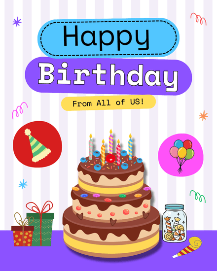 Bright Fun Design virtual Birthday card