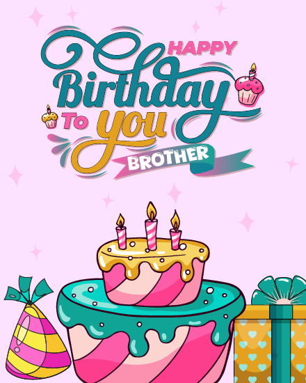 create free colorful cake with gifts group card