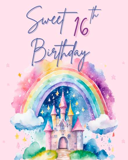 create free dreamy rainbow castle group card