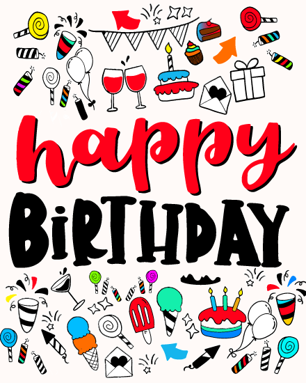 Pink Cupcake And Envelope virtual Birthday card