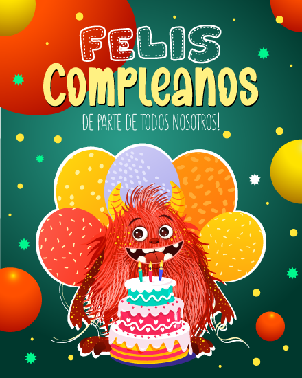 create free Balloons around Monster group card