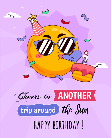 Trip Around The Sun virtual Funny Birthday card