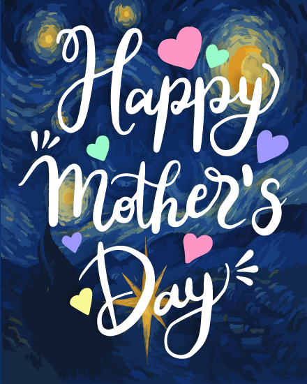 create free colorful hearts starry night theme group card