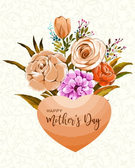 create free heart shape floral bouquet group card