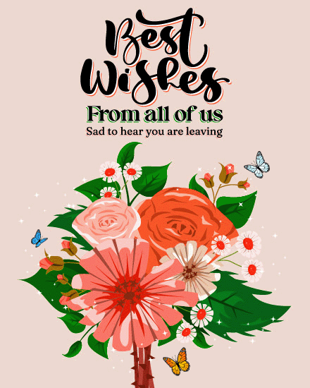 Floral Bouquet Card virtual Group Leaving card