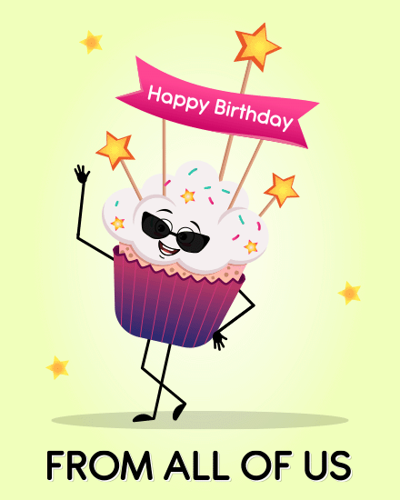Cool Party Cupcake online Birthday Card