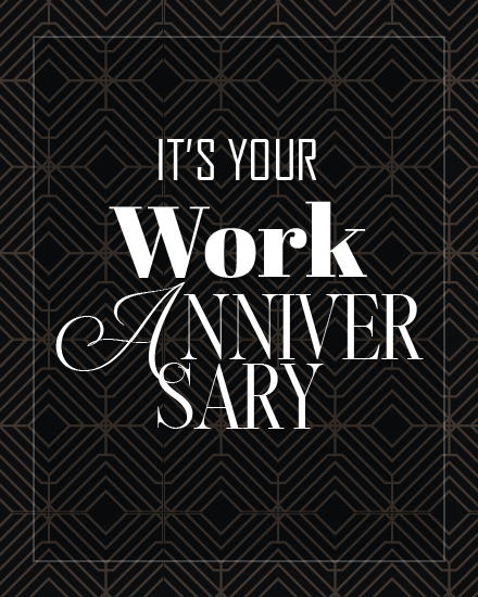 Black Deco Classic virtual Work Anniversary card