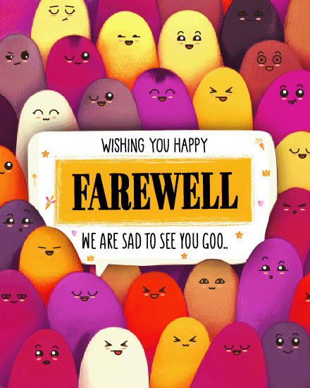Colorful Crowd Characters online Group Leaving Card