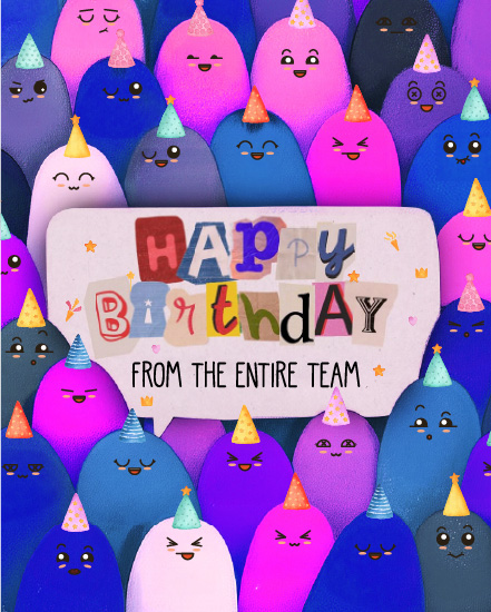 Colorful Party Crowd virtual Birthday card