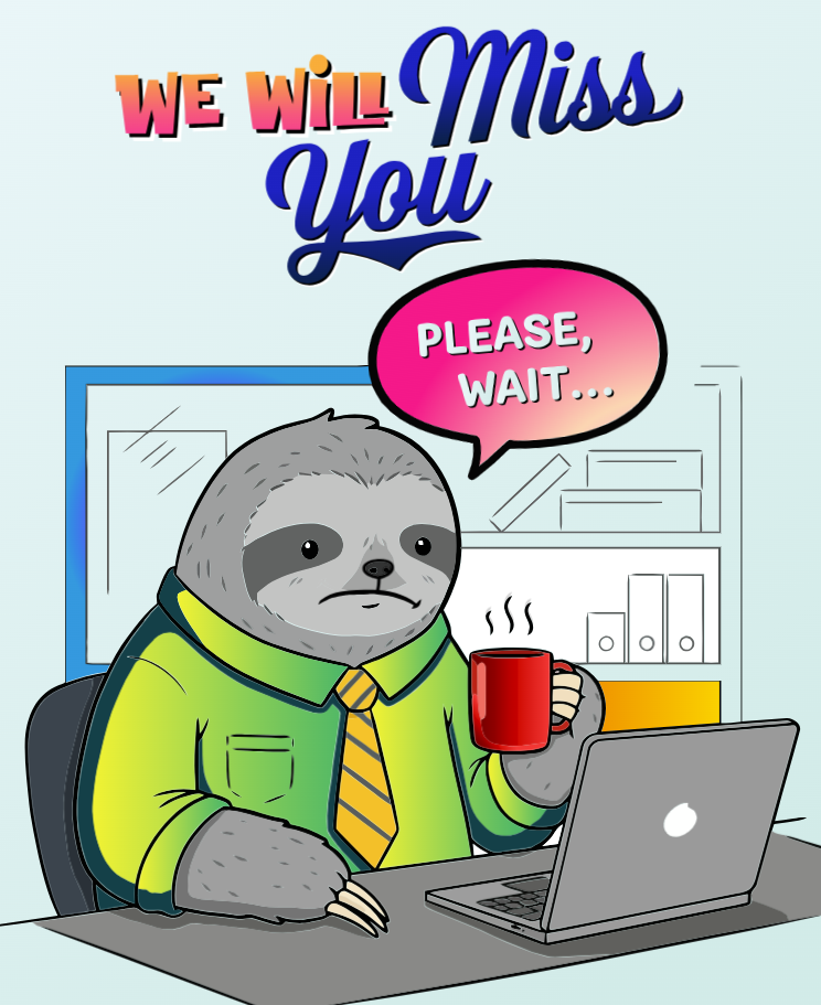 Office Sloth Mood virtual Group Leaving card