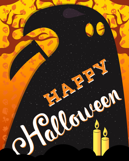 Raven Profile Poster virtual Halloween card