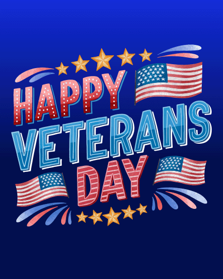 Patriotic Flag Burst virtual Veterans card