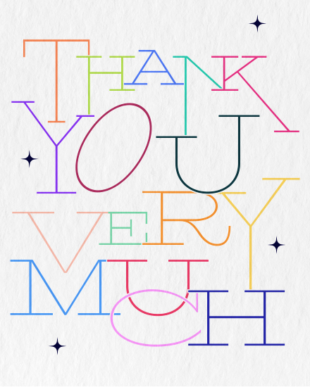 Rainbow Thin Letters virtual Thanks Giving card