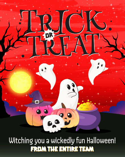 Red Night Cauldron virtual Halloween card
