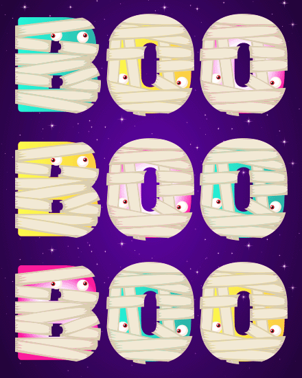 Mummy Boo Letters virtual Halloween card