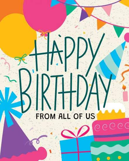 Balloons Cake Party virtual Birthday card