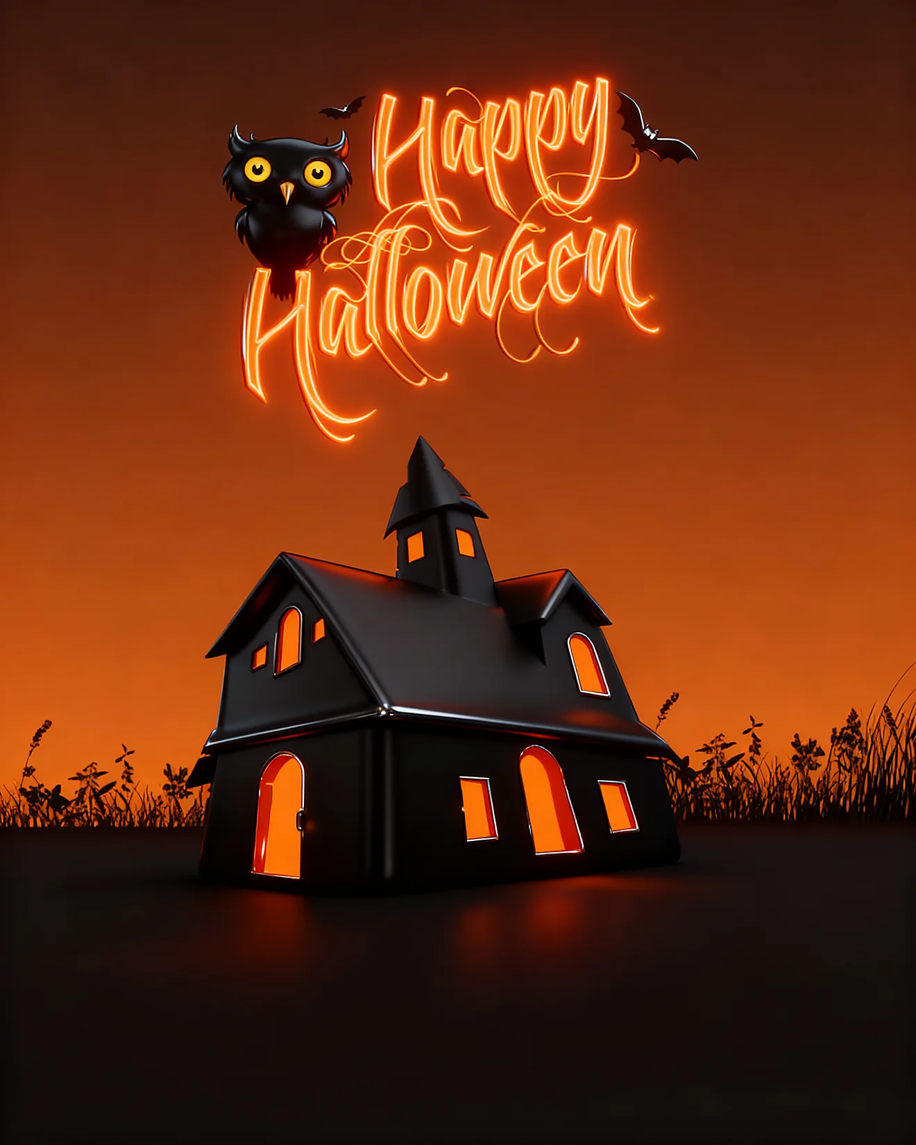 Spooky Haunted Night virtual Halloween card