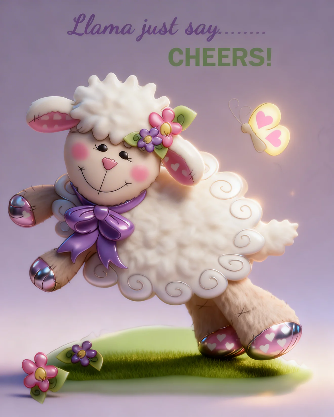 Llama Cheer Wishes virtual Cheers card