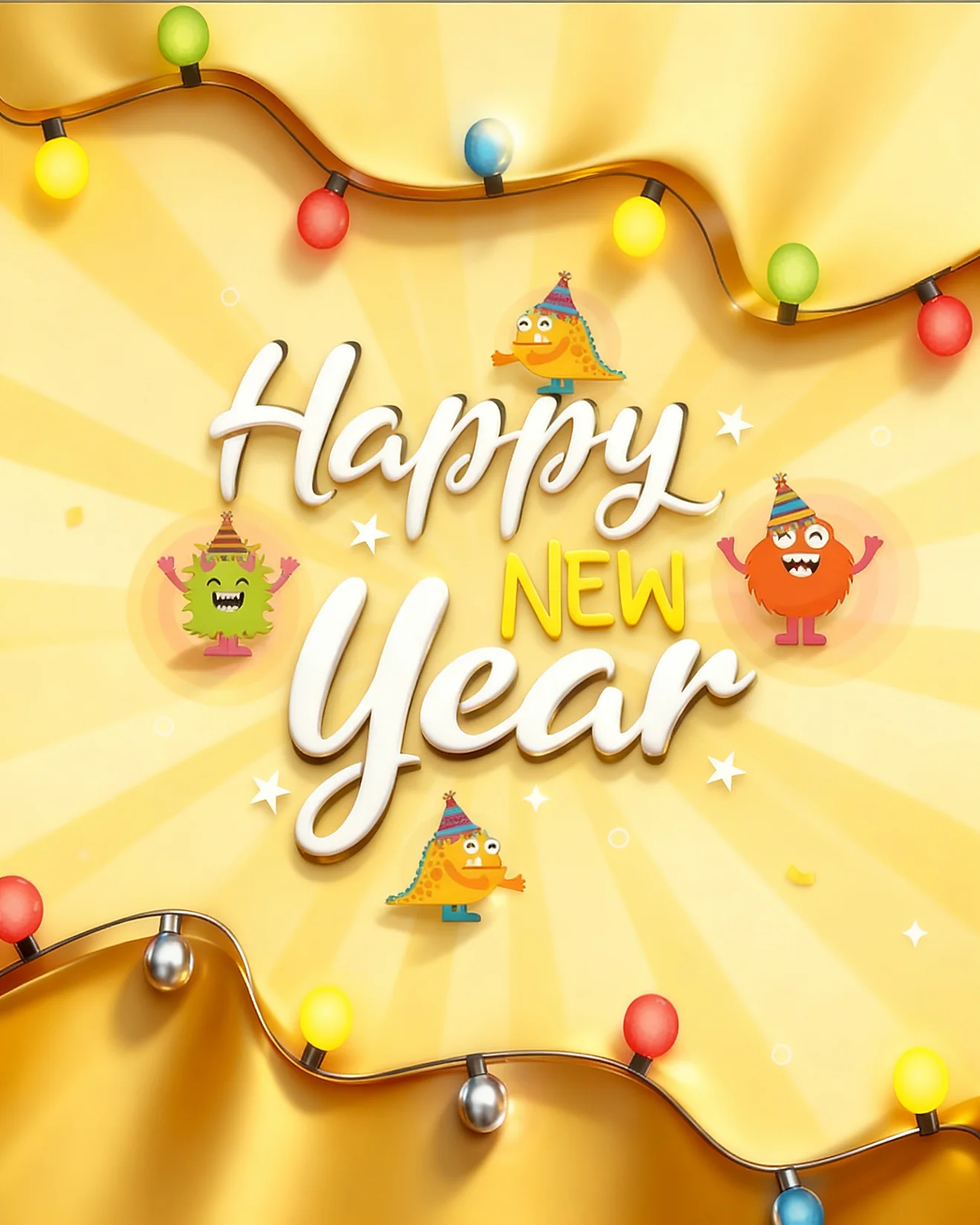 Fun Monster Celebration virtual New Year card
