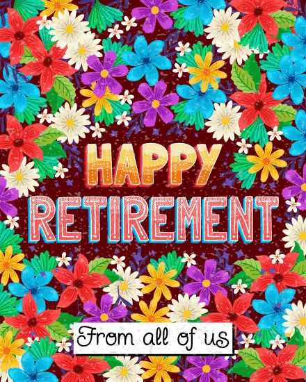 Dark Floral Bloom virtual Retirement card