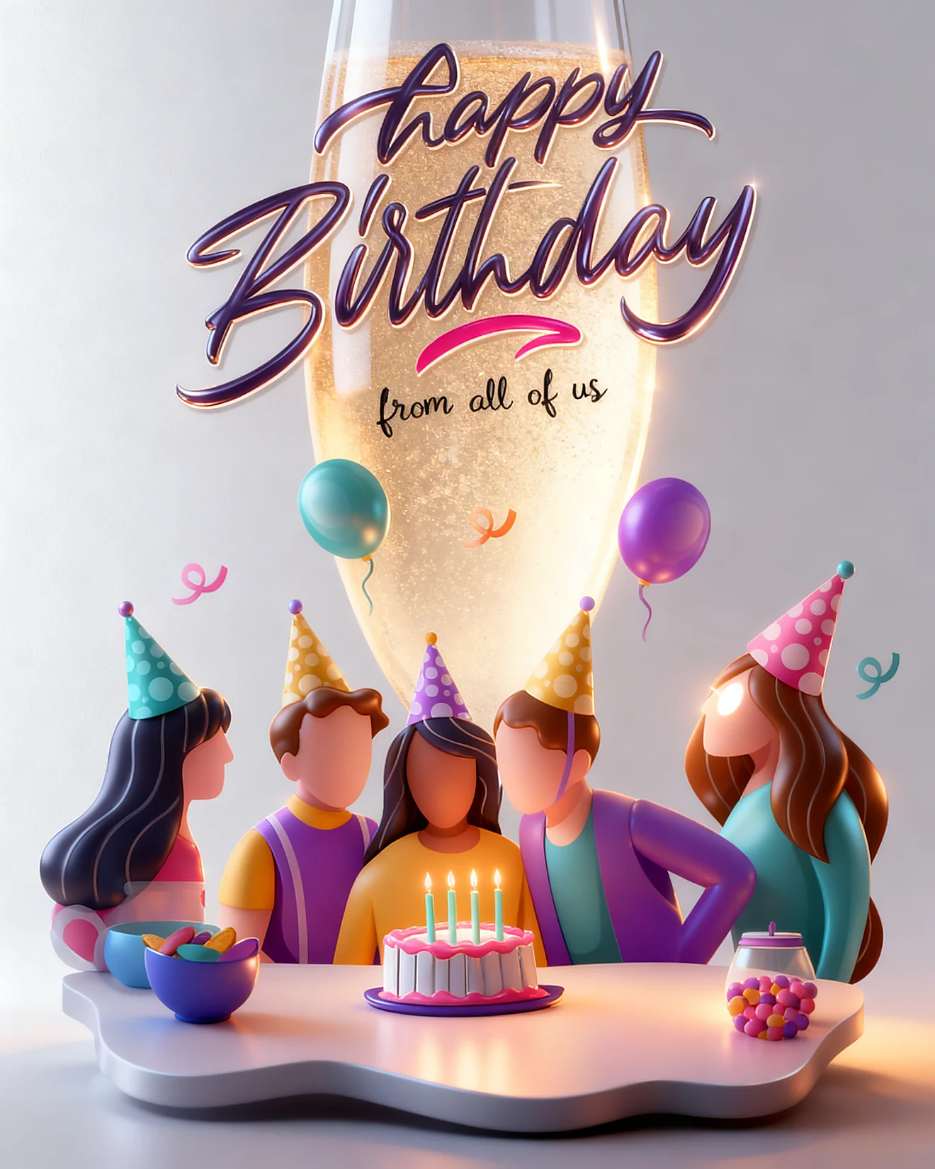 A Toast From The Team virtual Coworker Birthday card