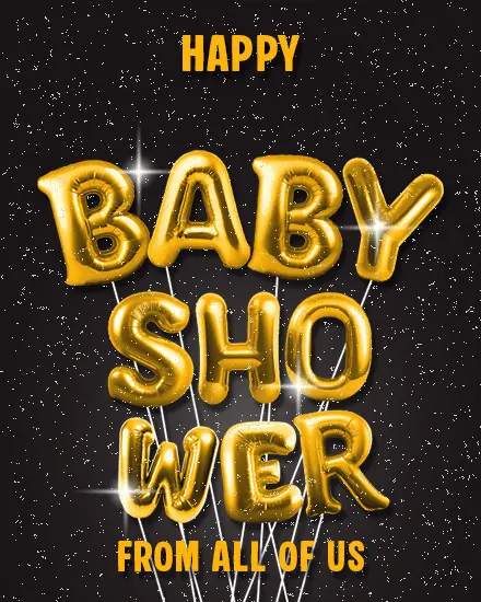 Gold Balloon Letters virtual Baby Shower (New Birth)  card