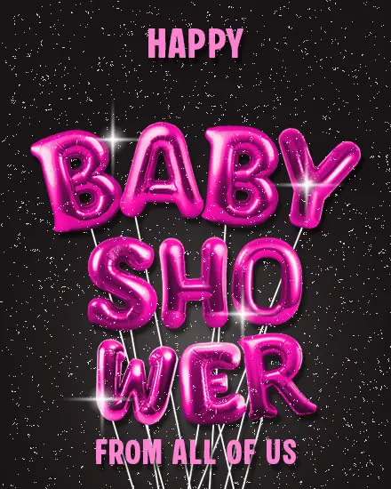 Pink Balloon Letters virtual Baby Shower (New Birth)  card