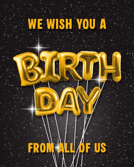 Golden Party Wishes virtual Birthday card